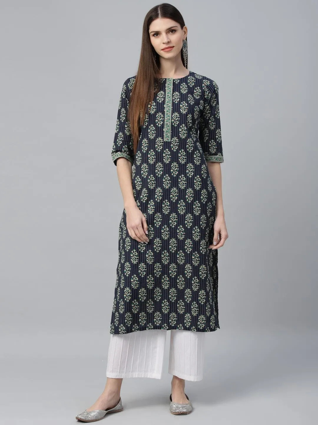 Blue Printed Cotton Kurta - Jashvi