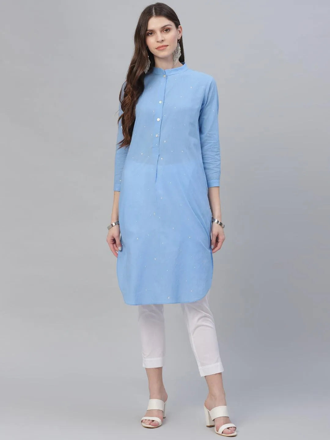 Blue Printed Cotton Kurta - Jashvi