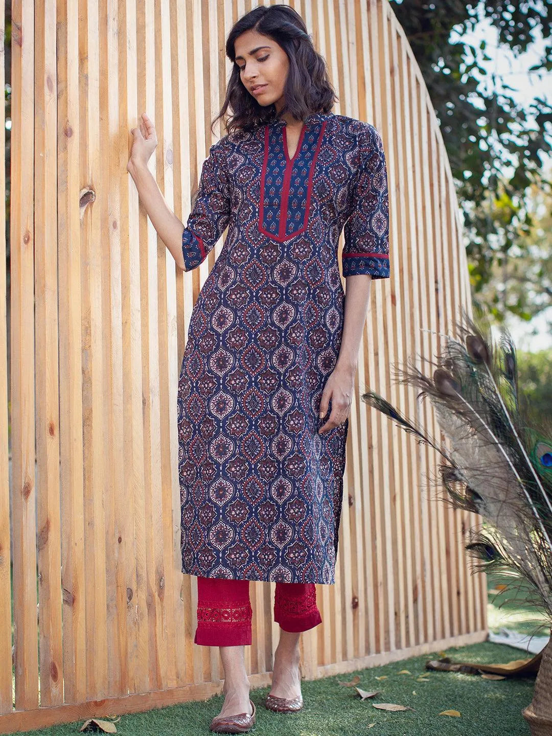 Blue Printed Cotton Kurta - Jashvi