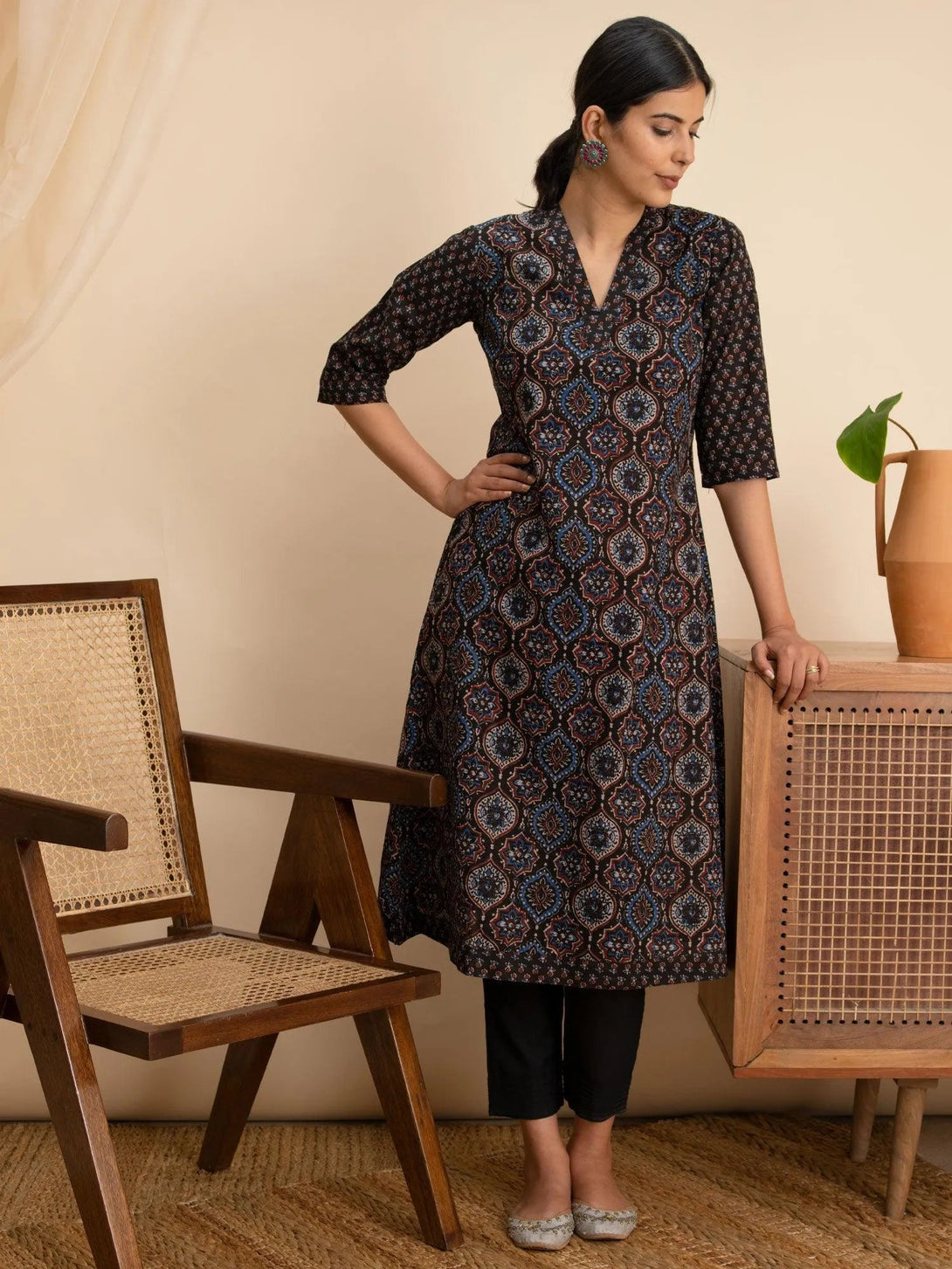 Blue Printed Cotton Kurta - Jashvi