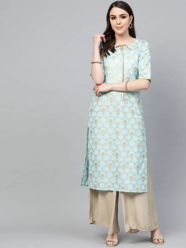 Blue Printed Cotton Kurta - Jashvi