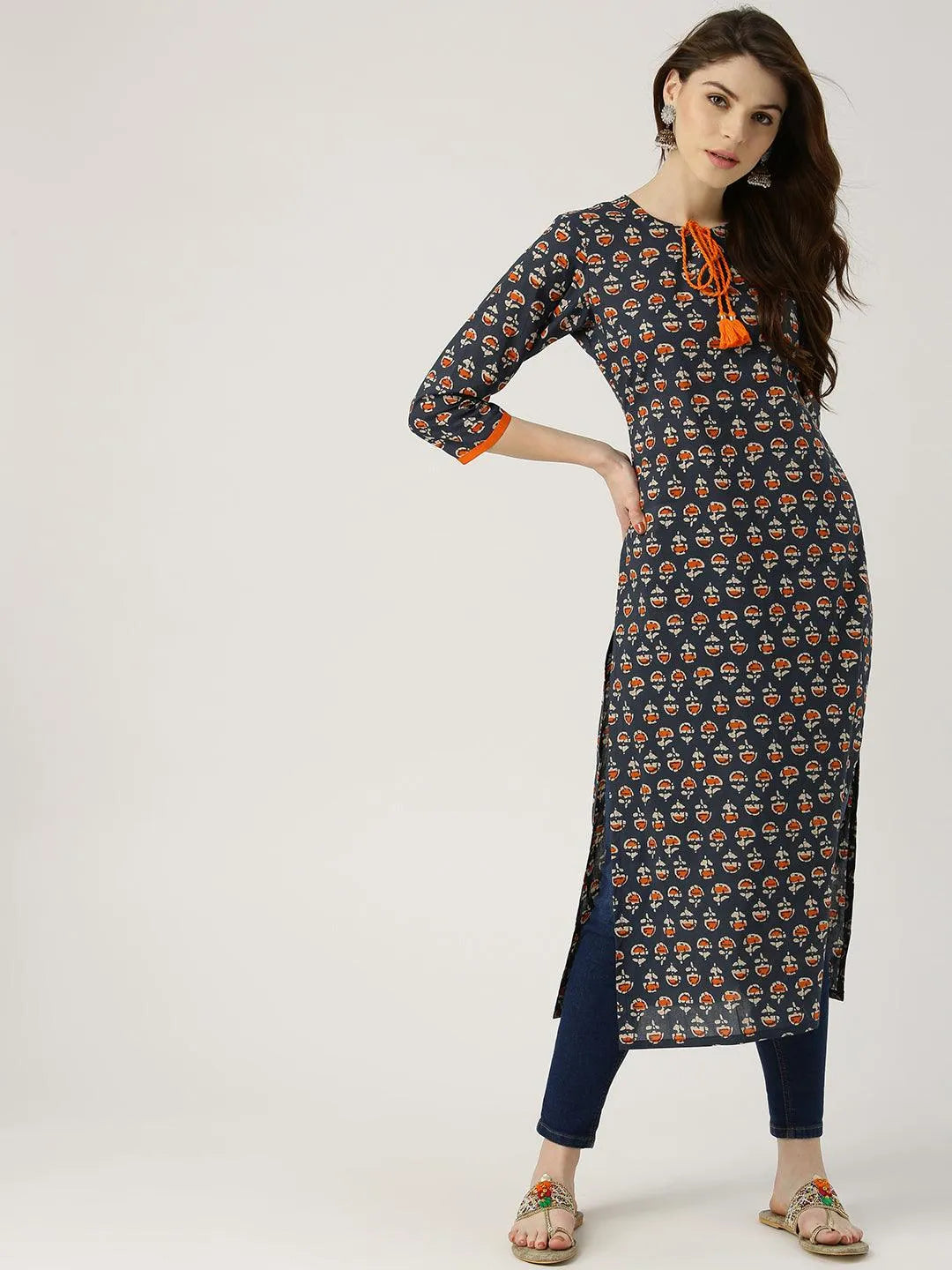 Blue Printed Cotton Kurta - Jashvi