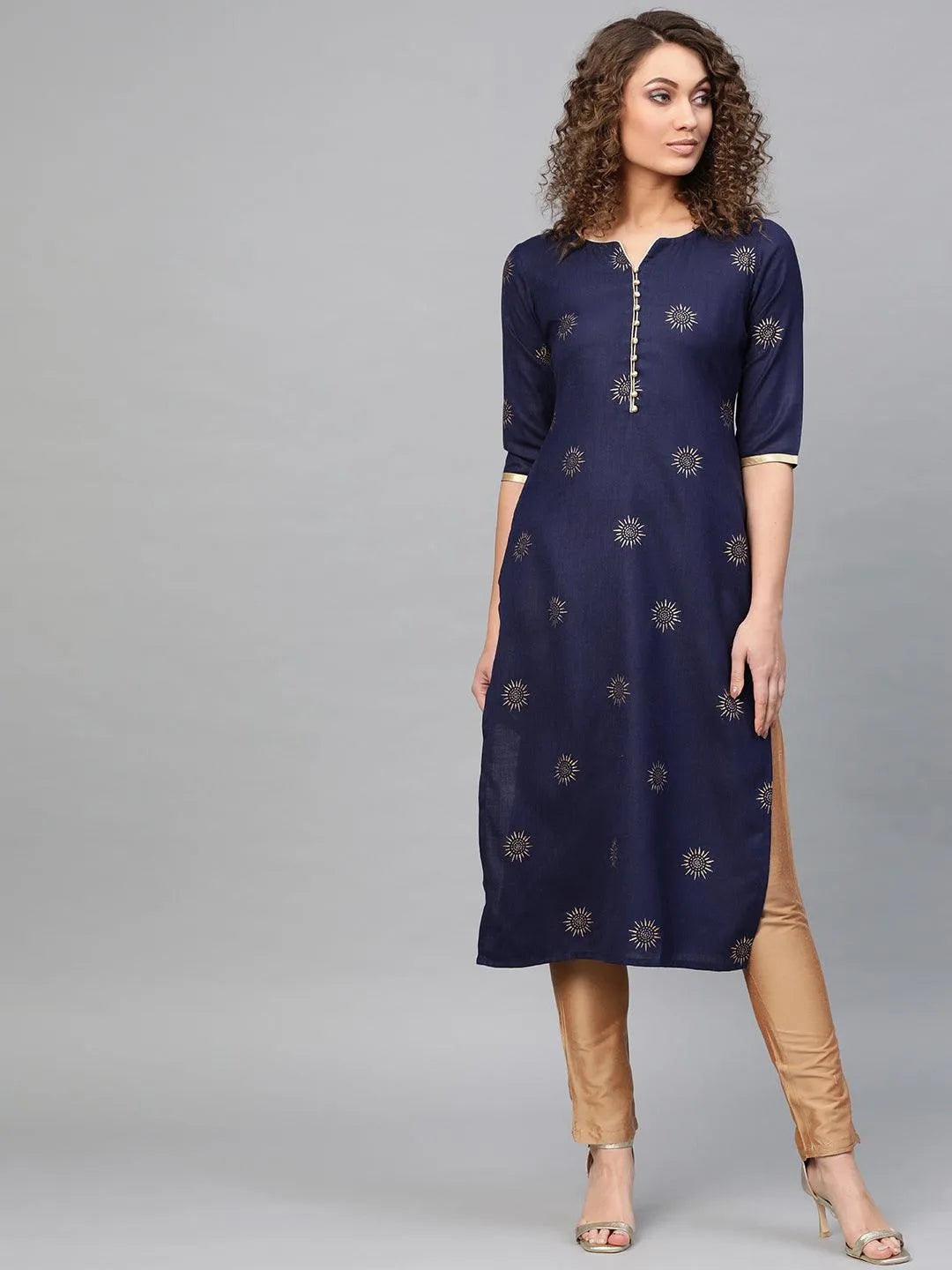 Blue Printed Cotton Kurta - Jashvi