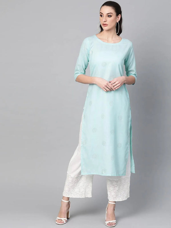 Blue Printed Cotton Kurta - Jashvi