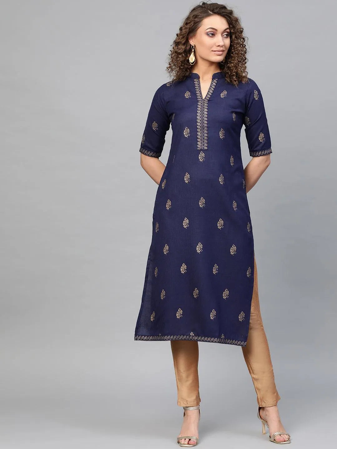 Blue Printed Cotton Kurta - Jashvi