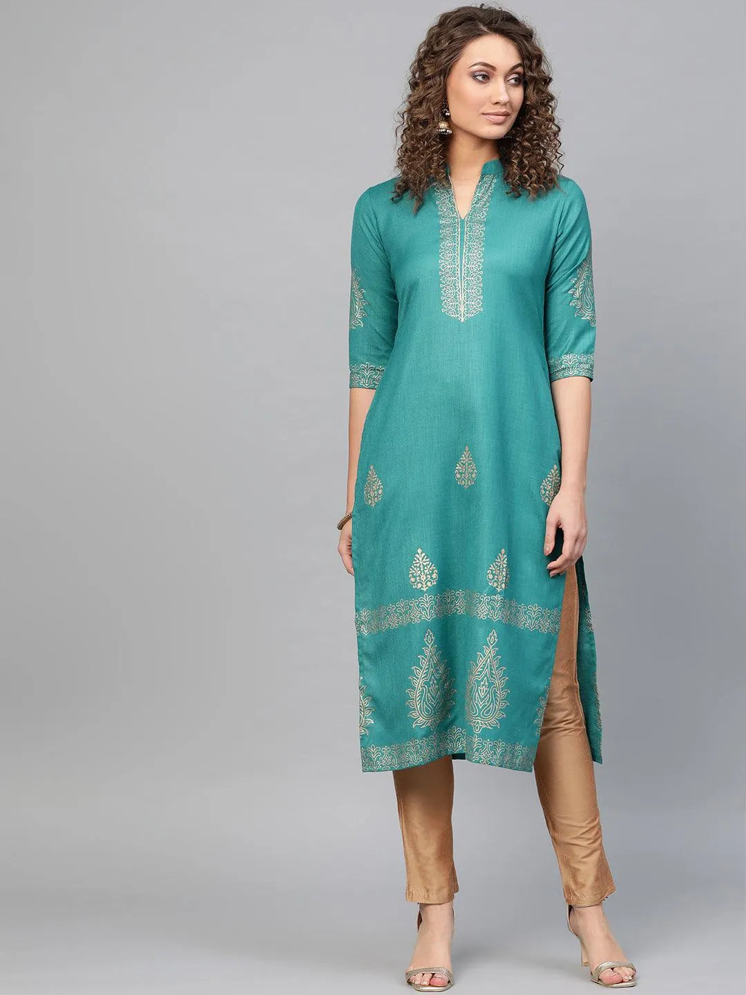 Blue Printed Cotton Kurta - Jashvi