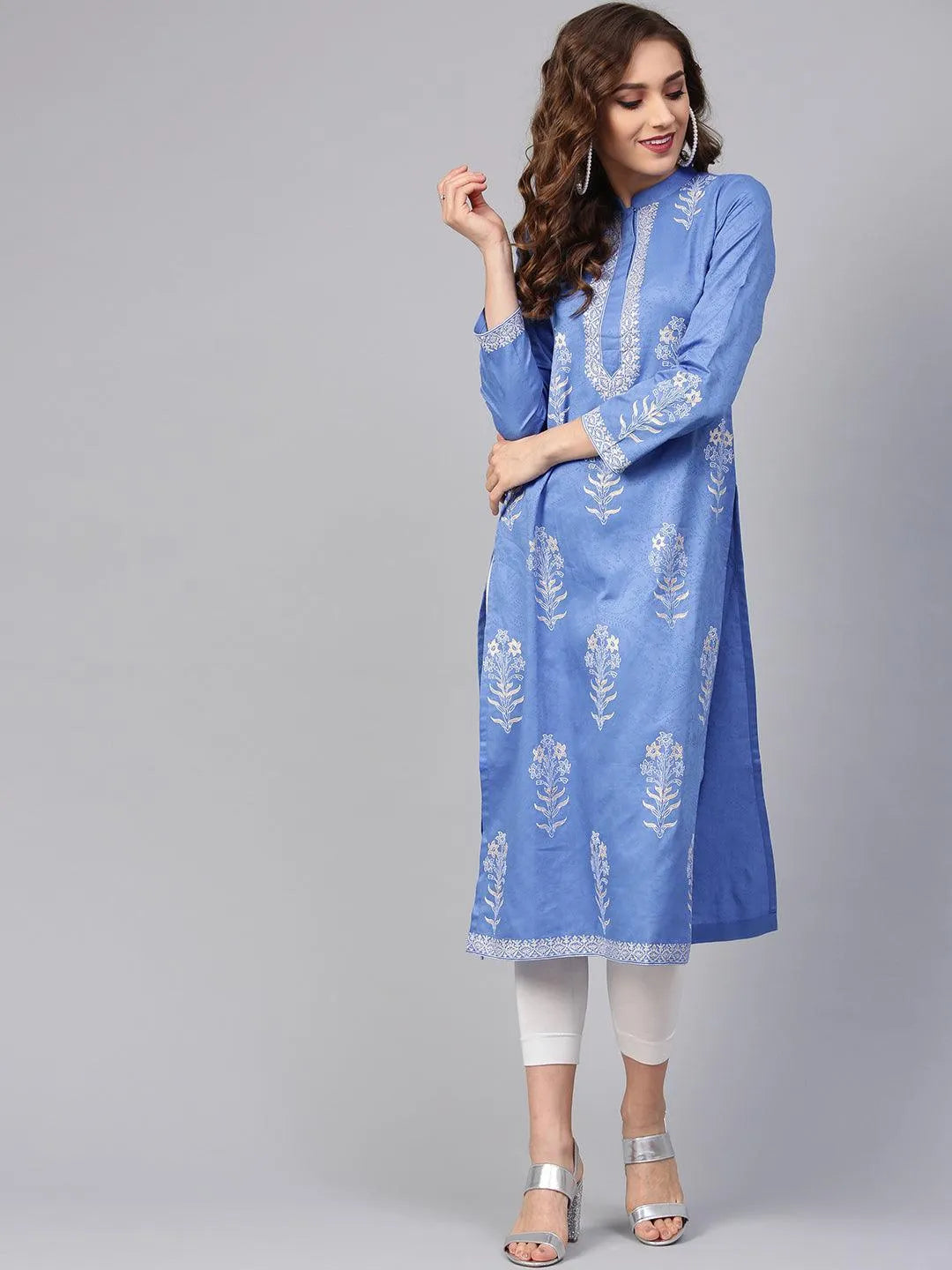 Blue Printed Cotton Kurta - Jashvi