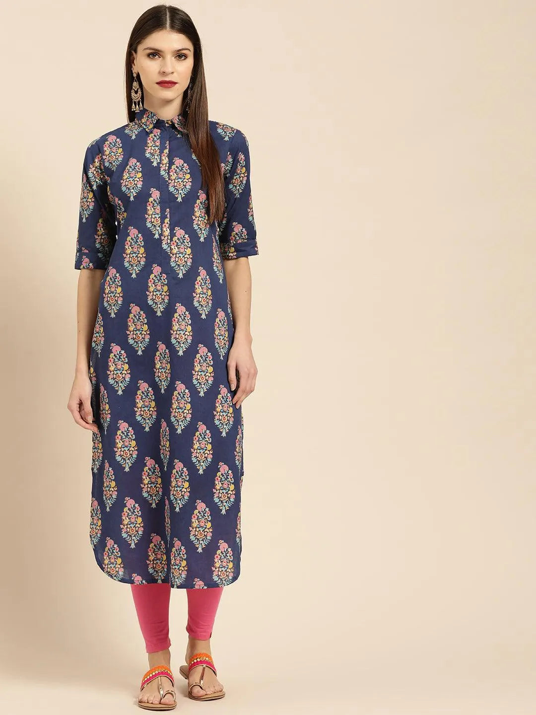 Blue Printed Cotton Kurta - Jashvi