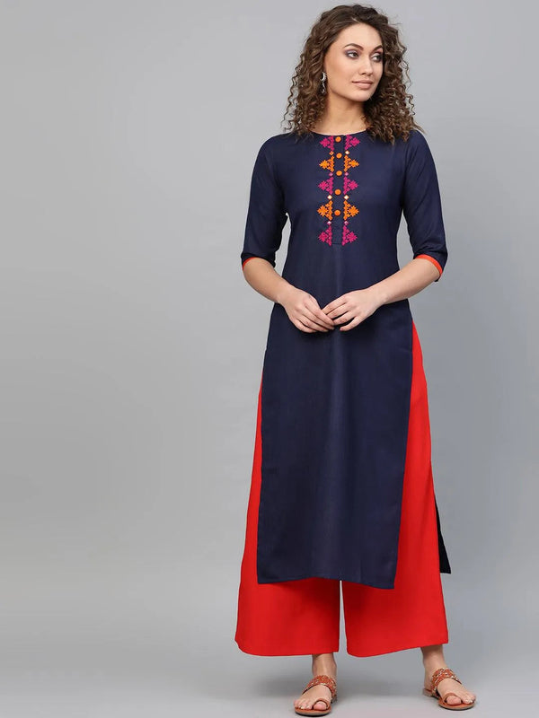 Blue Printed Cotton Kurta - Jashvi