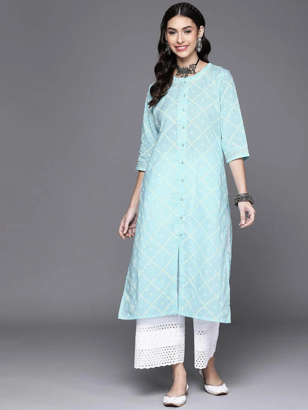 Blue Printed Cotton Kurta - Jashvi