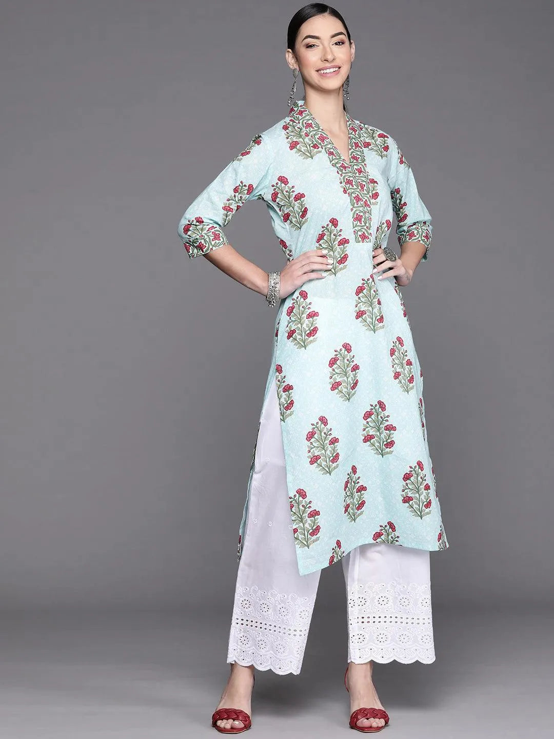 Blue Printed Cotton Kurta - Jashvi