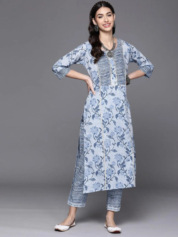 Blue Printed Cotton Kurta - Jashvi