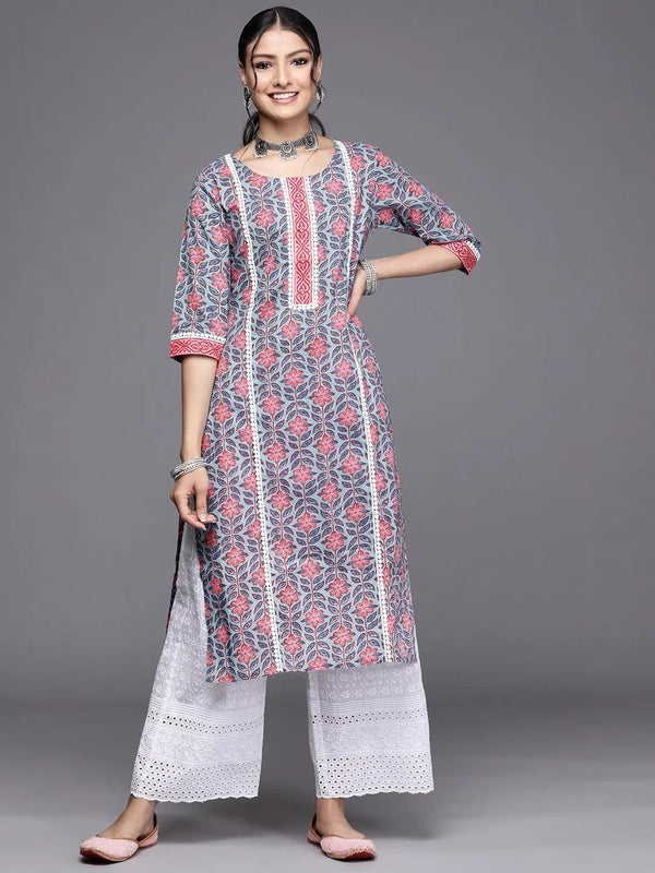 Blue Printed Cotton Kurta - Jashvi