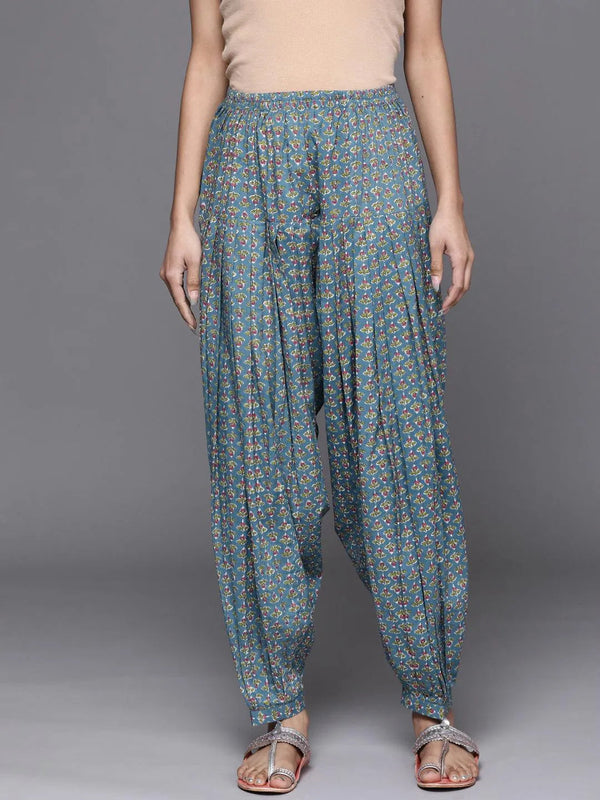 Blue Printed Cotton Salwar Pants - Jashvi