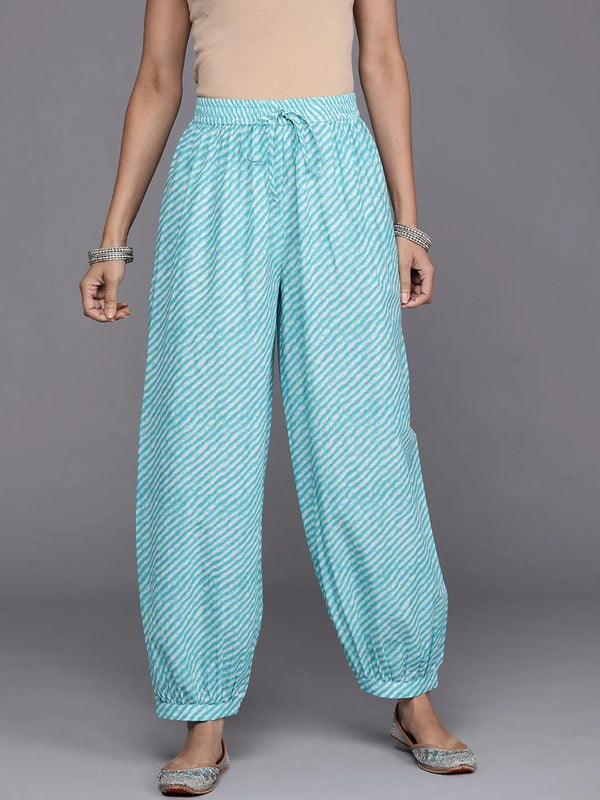 Blue Printed Cotton Salwar Pants - Jashvi