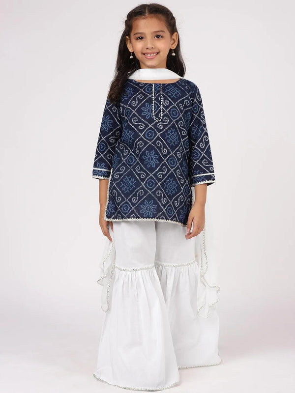 Blue Printed Cotton Suit Set - Jashvi