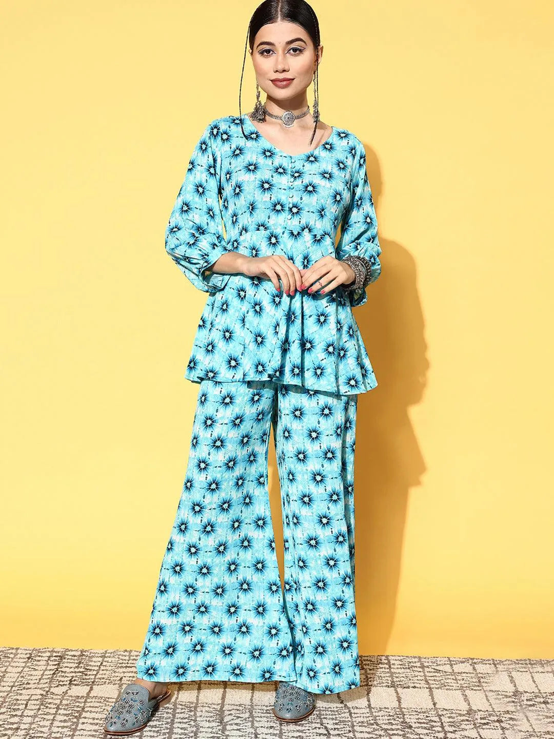 Blue Printed Georgette Co-Ords - Jashvi