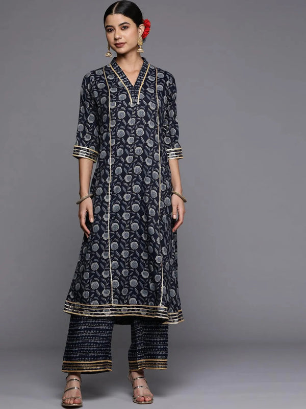 Blue Printed Rayon A-Line Kurta - Jashvi