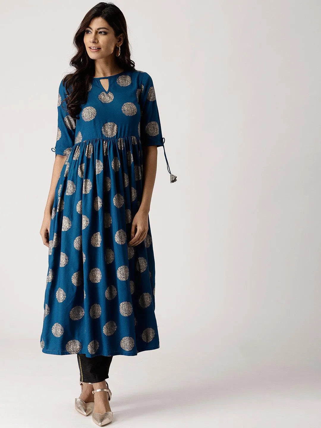 Blue Printed Rayon Kurta - Jashvi