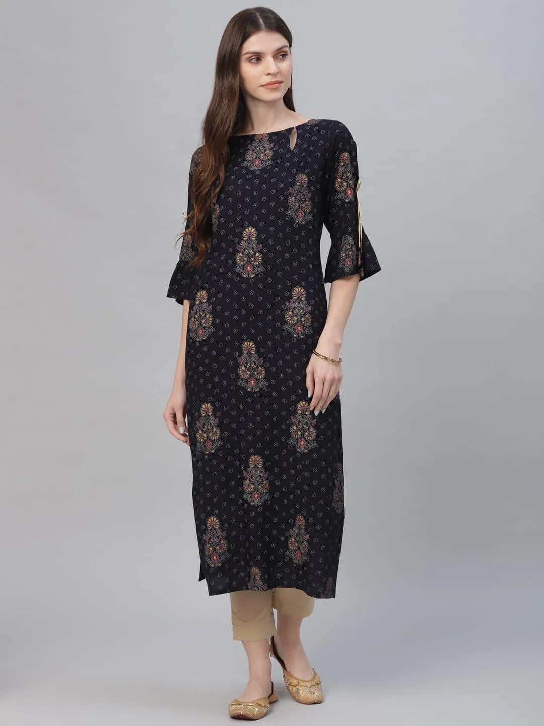 Blue Printed Rayon Kurta - Jashvi