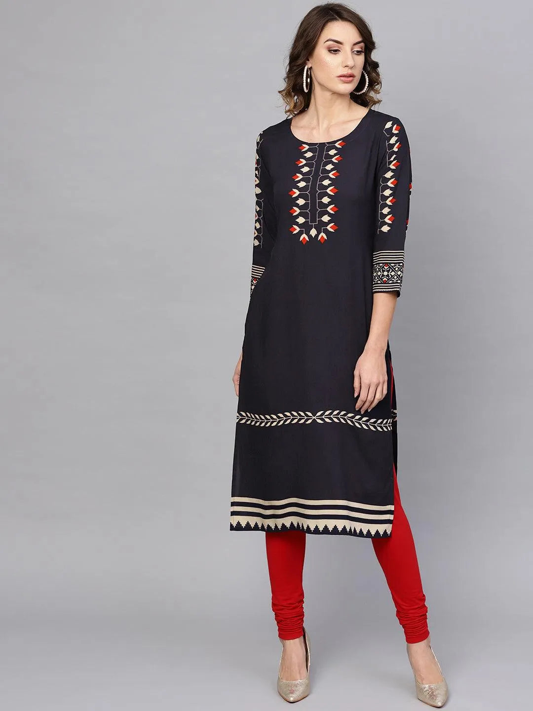 Blue Printed Rayon Kurta - Jashvi