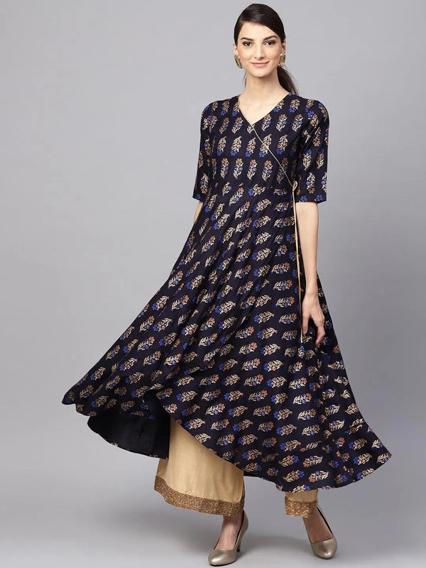 Blue Printed Rayon Kurta - Jashvi