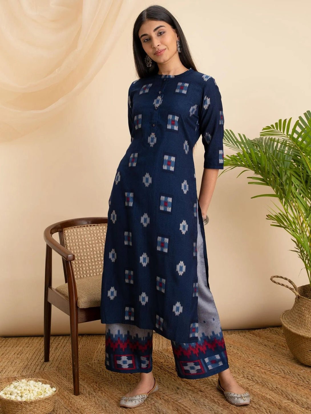 Blue Printed Rayon Kurta - Jashvi