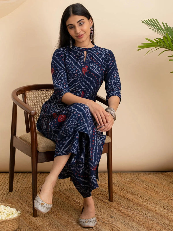 Blue Printed Rayon Kurta - Jashvi