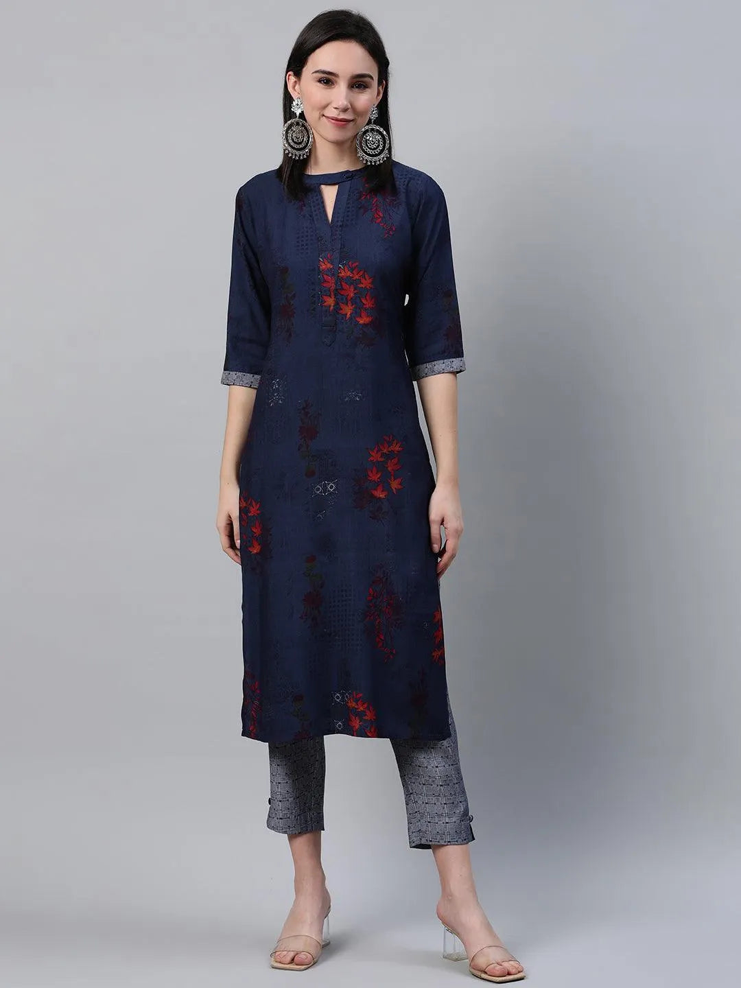 Blue Printed Rayon Kurta - Jashvi