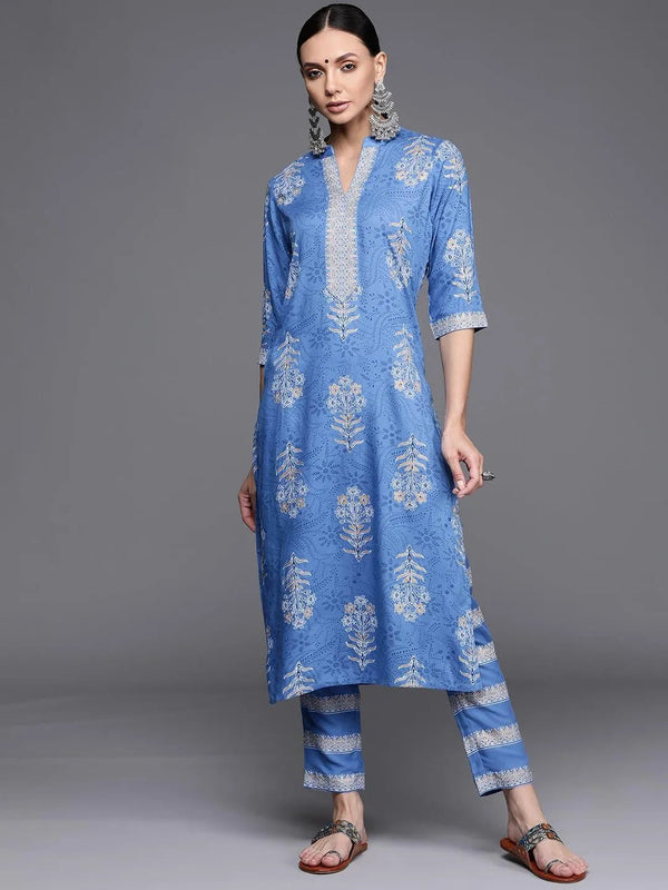 Blue Printed Rayon Kurta - Jashvi