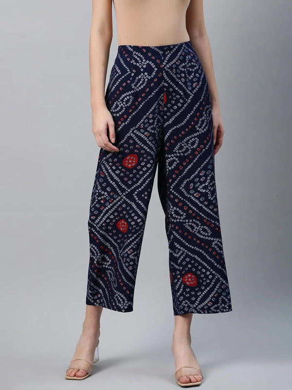 Blue Printed Rayon Palazzos - Jashvi