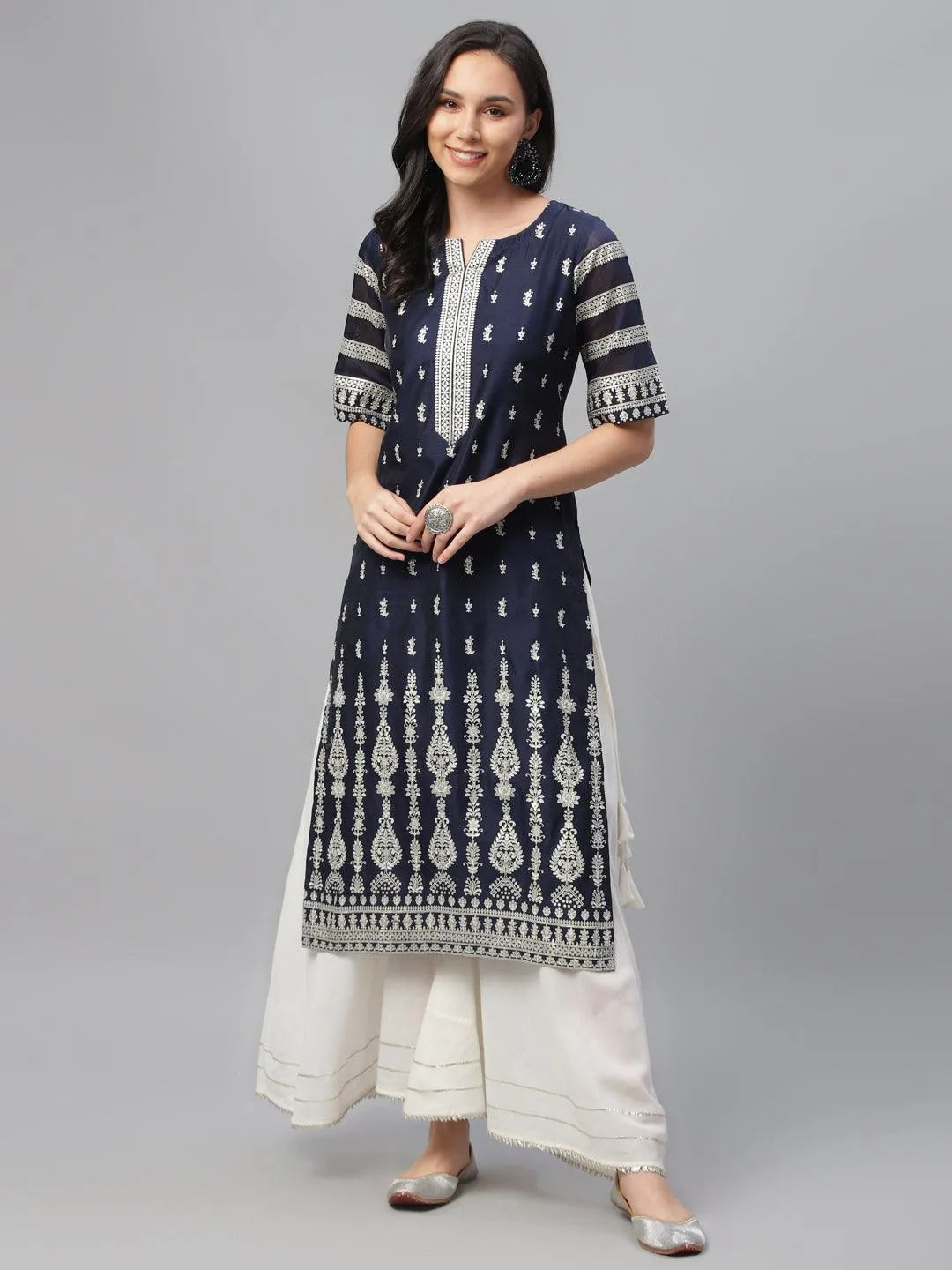 Blue Printed Shantoon Kurta - Jashvi