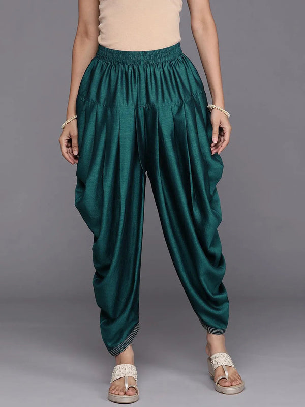 Blue Solid Silk Salwar Pants - Jashvi