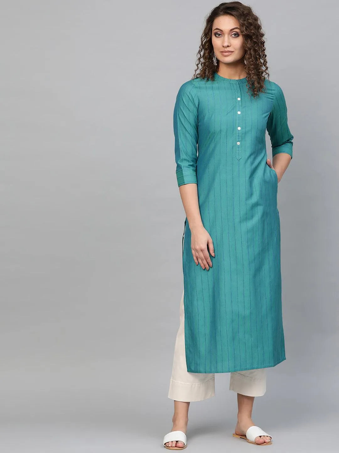 Blue Striped Cotton Kurta - Jashvi