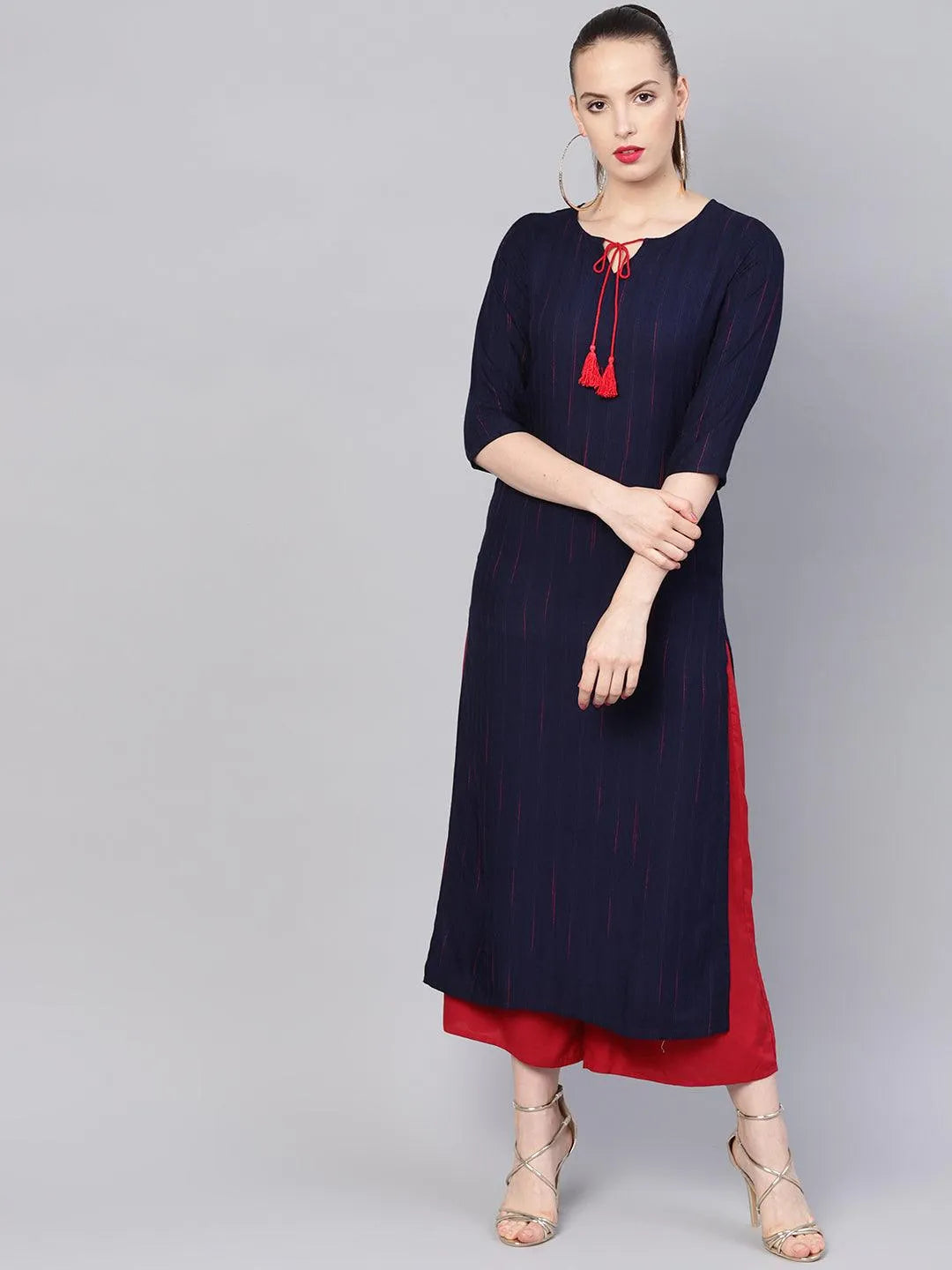 Blue Striped Rayon Kurta - Jashvi