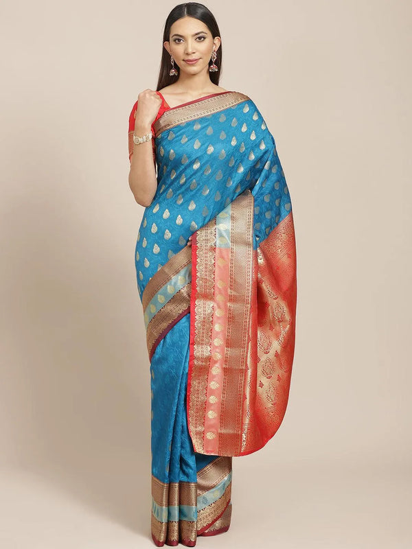 Blue Woven Design Brocade Saree - Jashvi