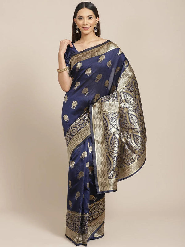 Blue Woven Design Brocade Saree - Jashvi