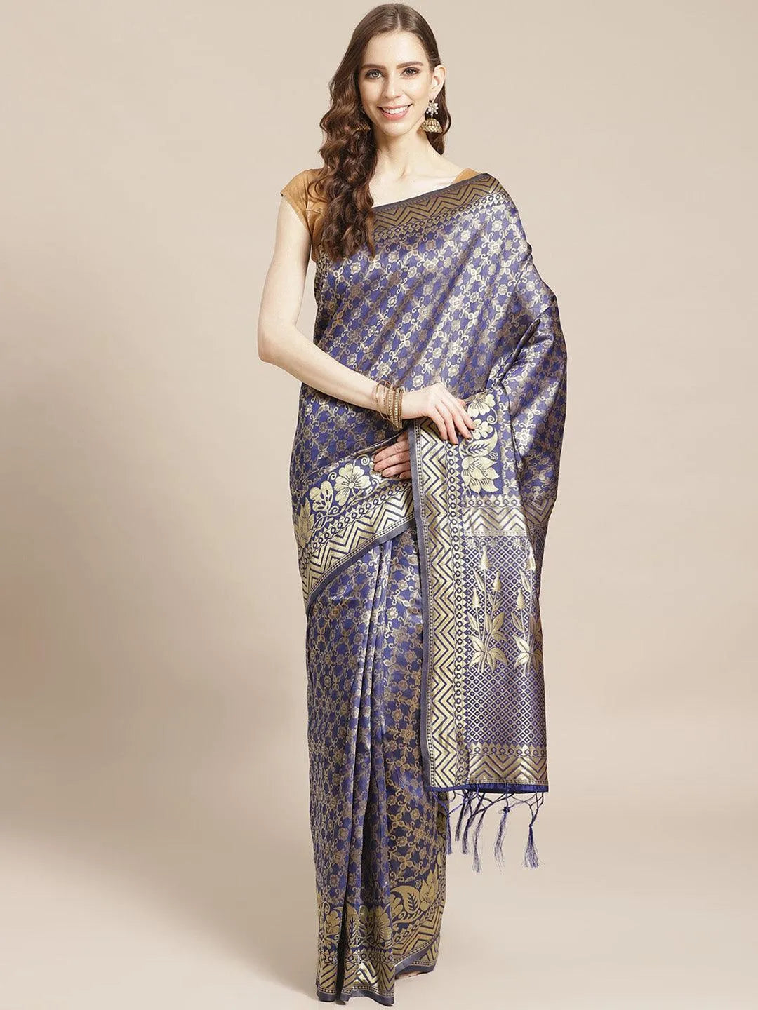 Blue Woven Design Brocade Saree - Jashvi