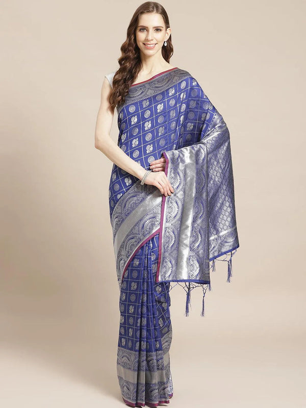 Blue Woven Design Brocade Saree - Jashvi