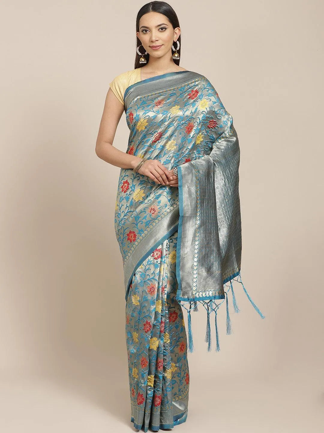 Blue Woven Design Brocade Saree - Jashvi