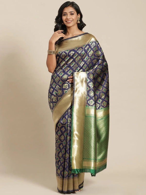 Blue Woven Design Brocade Saree - Jashvi