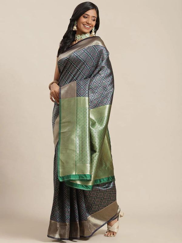 Blue Woven Design Brocade Saree - Jashvi