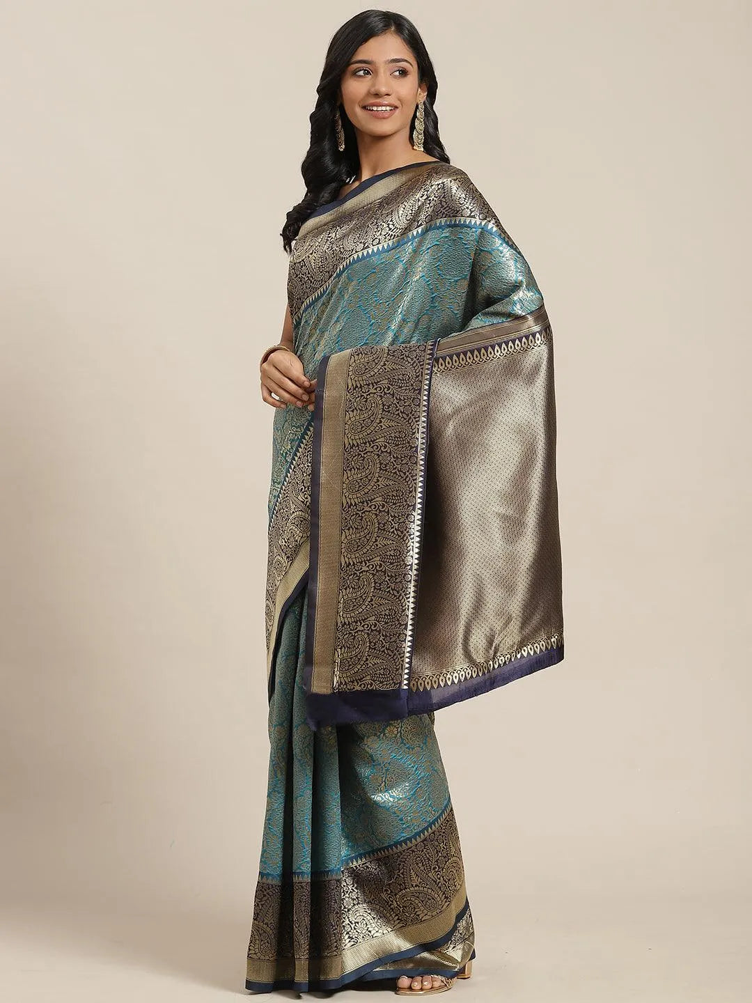 Blue Woven Design Brocade Saree - Jashvi