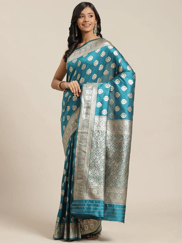 Blue Woven Design Brocade Saree - Jashvi