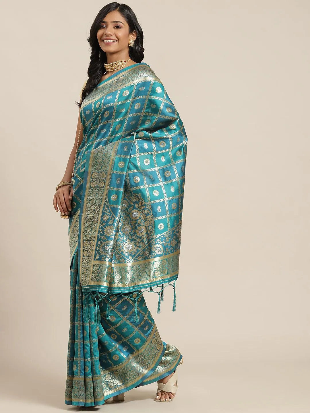 Blue Woven Design Brocade Saree - Jashvi