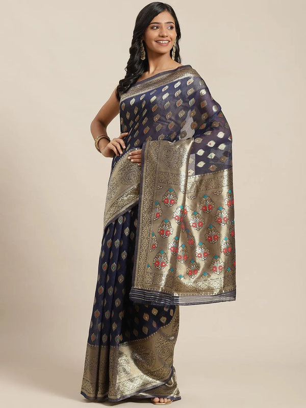 Blue Woven Design Brocade Saree - Jashvi