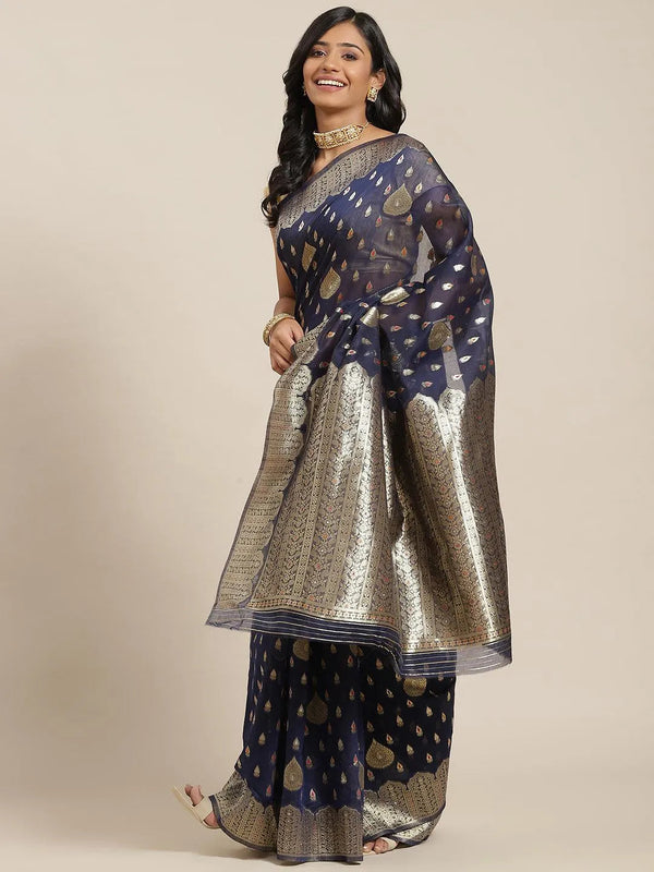 Blue Woven Design Brocade Saree - Jashvi