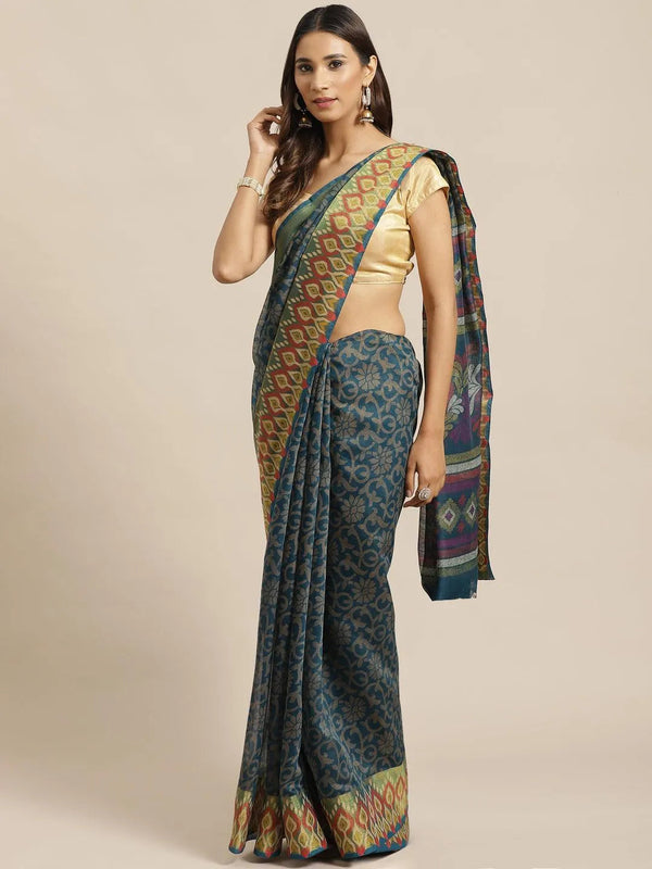 Blue Woven Design Cotton Saree - Jashvi