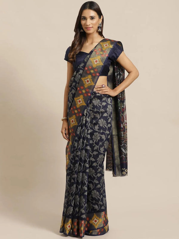 Blue Woven Design Cotton Saree - Jashvi