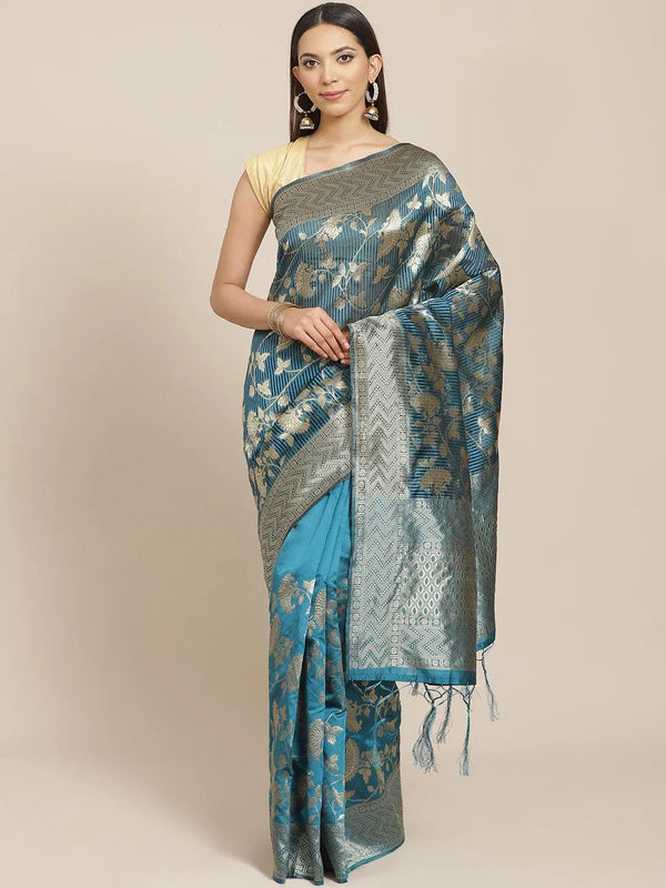 Blue Woven Design Silk Blend Saree - Jashvi